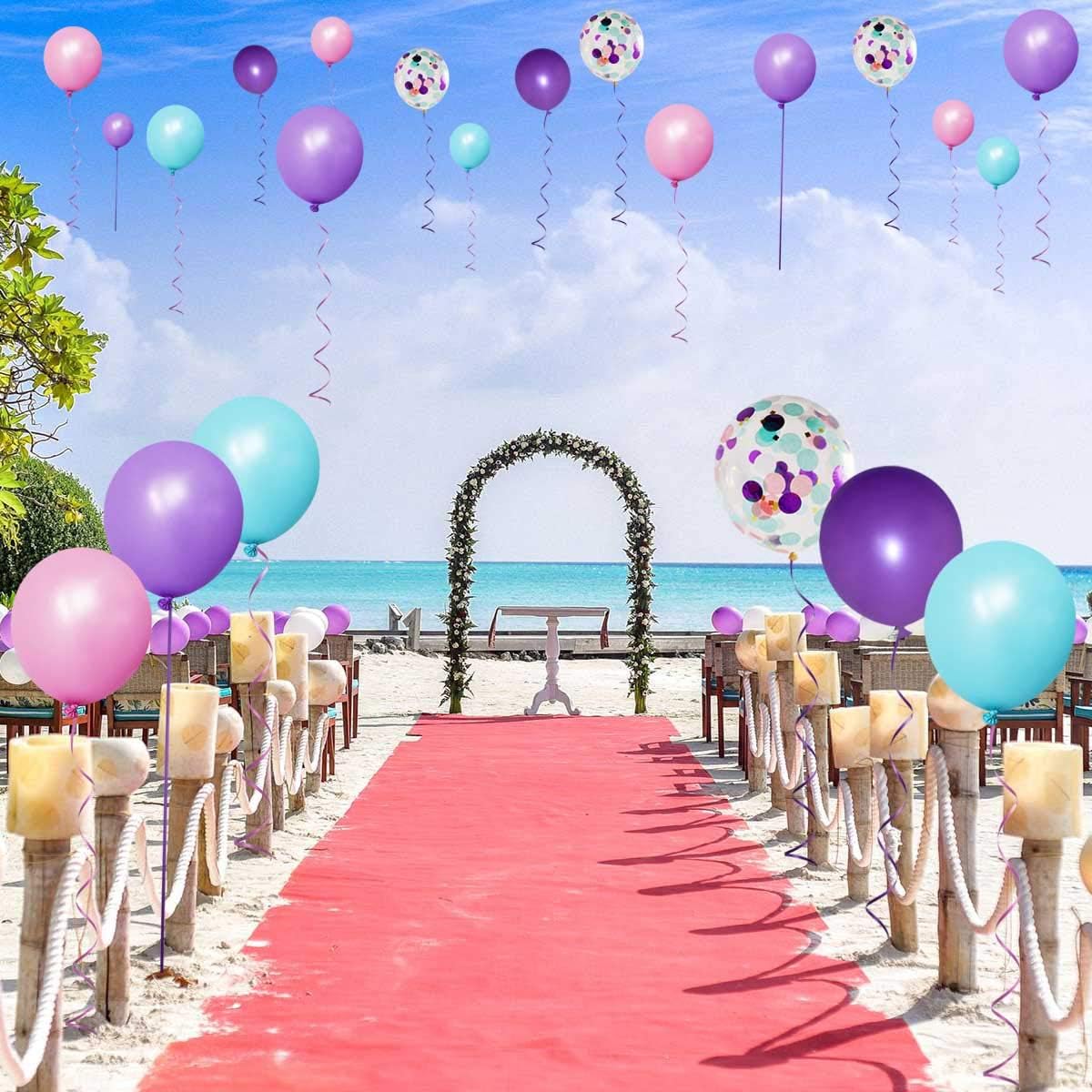 50 Pack Mermaid Party Balloons 12 Inch Light Purple Dark Pink Blue Latex & Confetti Birthday Bridal Shower Wedding Baby Decorations Princess Supplies — image 2
