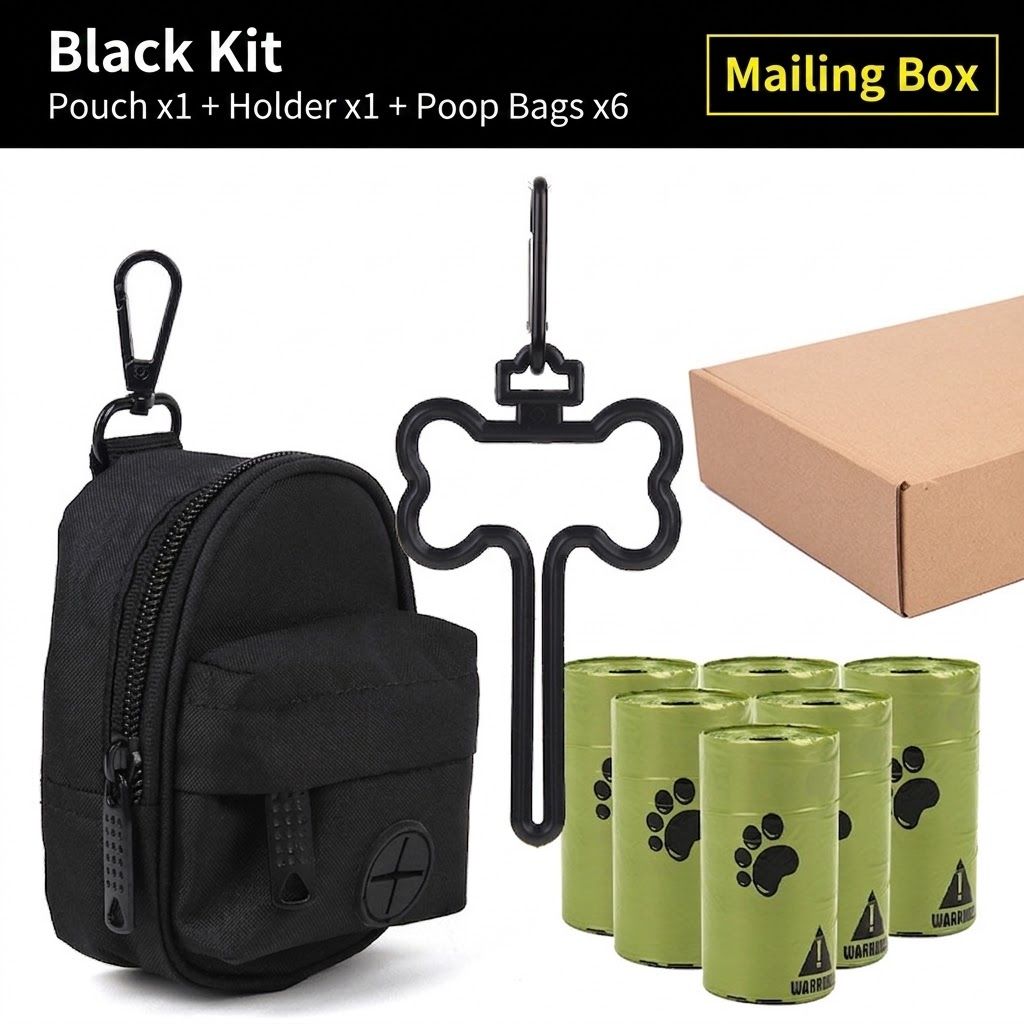 Carry Your Pup’s Mess in Style with a Durable Oxford Fabric Poop Bag Dispenser Set, Featuring a Bone-Shaped Hook, Carabiner Clip, and Six Refill Rolls of — image 6