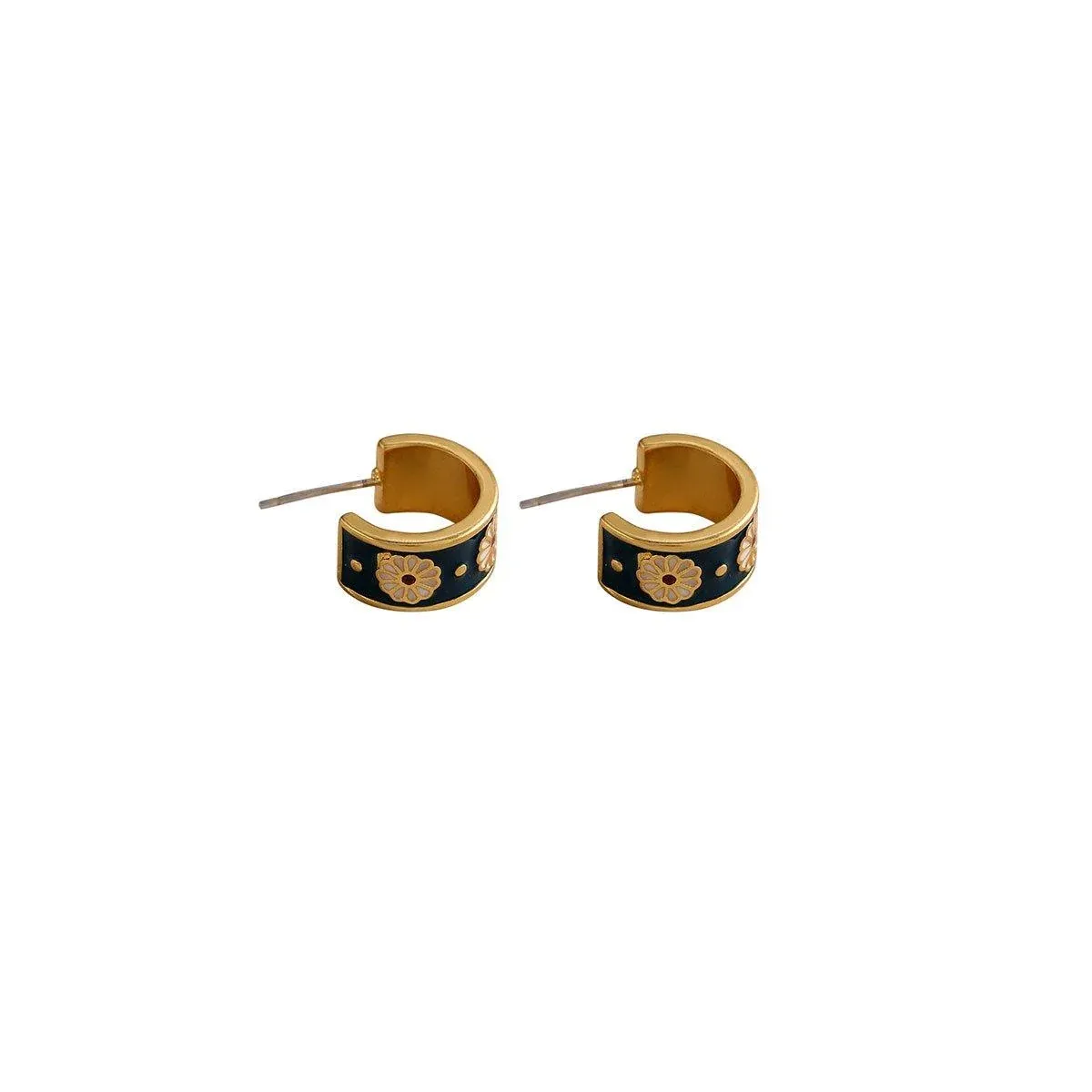 Vintage C Shaped Small Daisy Earrings Elegant Jewelry for Women Fashion Gift — image 2