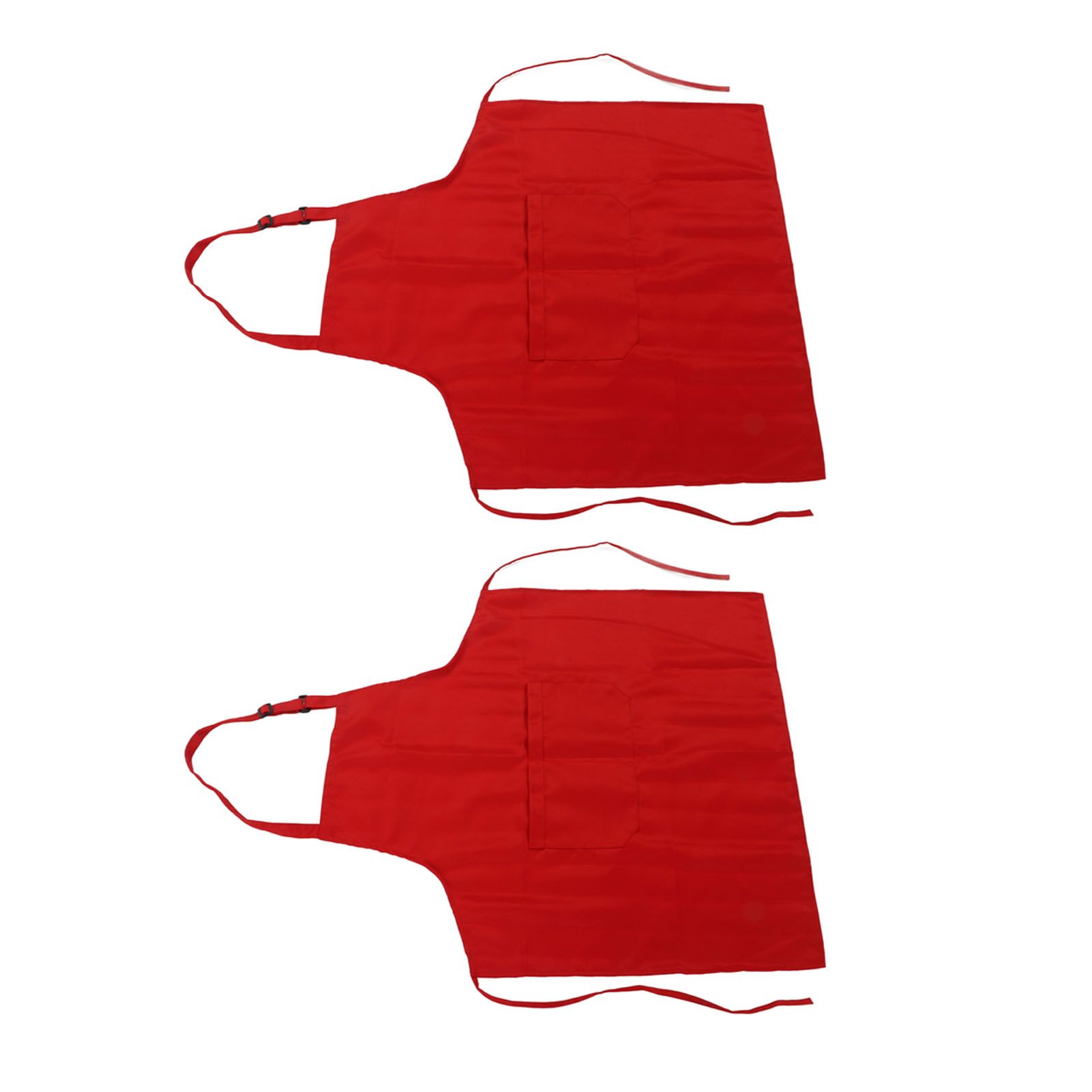 Cooking Apron Waterproof Adjustable Neck Strap Breathable Soft Kitchen Bib Apron with Pocket for Barbecue Baking 2pcs Red — image 6