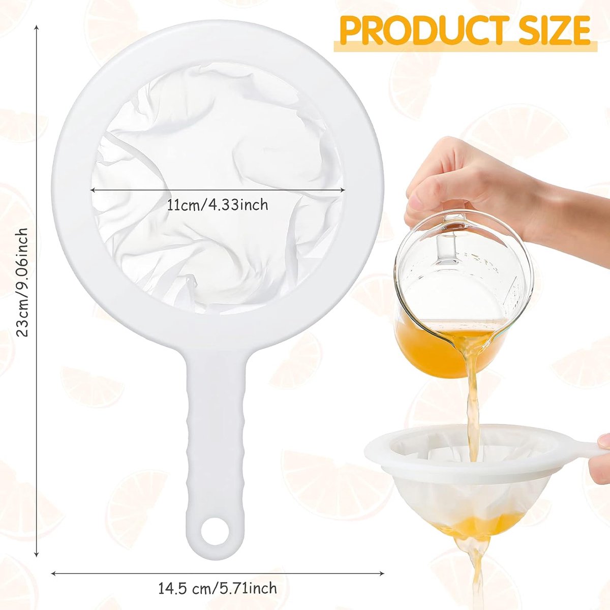 2 pieces 24 cm ultra-fine sieve - nylon juice strainer - yogurt strainer - plastic colander with handle - mini brine shrimp separator net for the kitchen — image 3