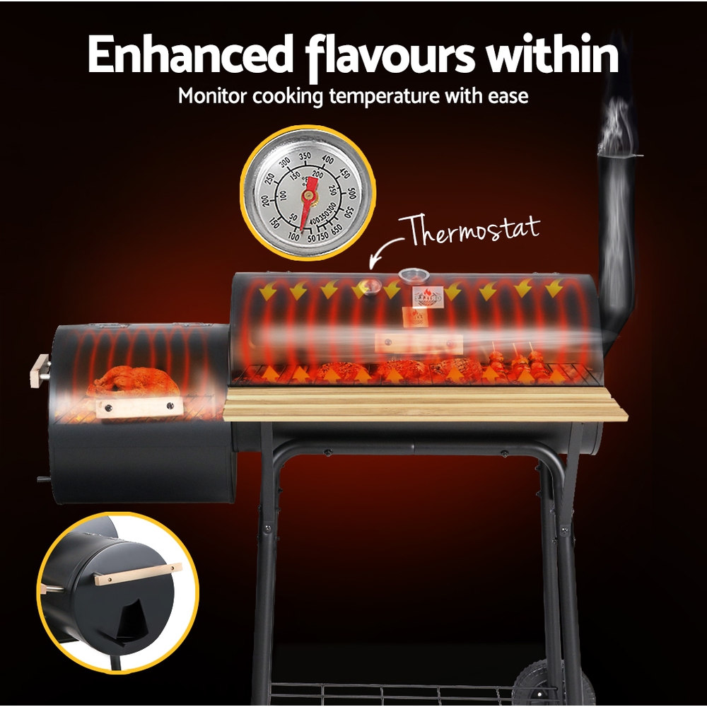 Grillz BBQ Grill 2-In-1 Offset Charcoal Smoker — image 5