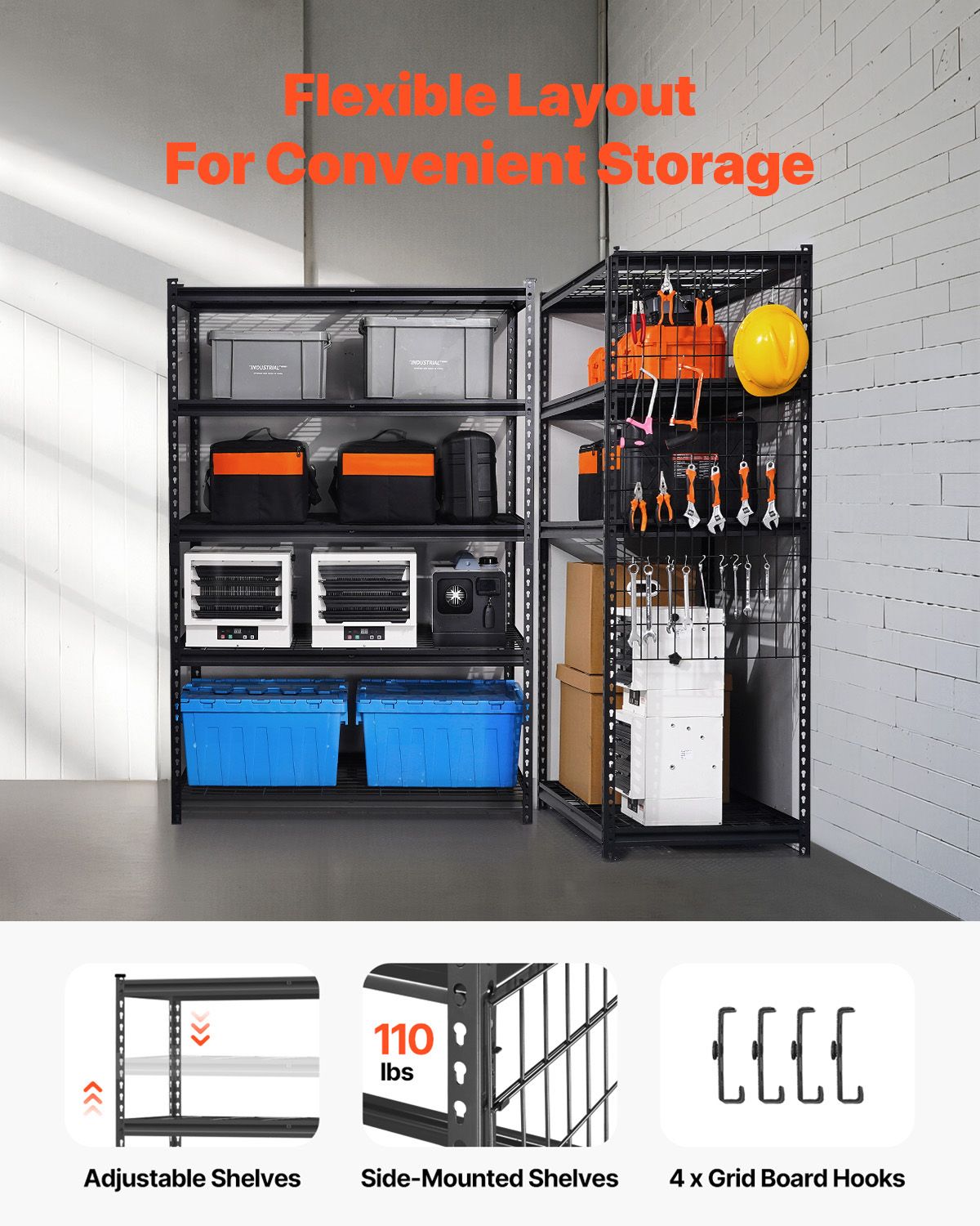 Storage Shelves, 1361 kg, 5 Tier Heavy Duty Garage Shelving, 609.6 x 1219.2 x 1828.8 mm Adjustable Metal Shelves for Industrial Shelving Unit Utility Shelf — image 3