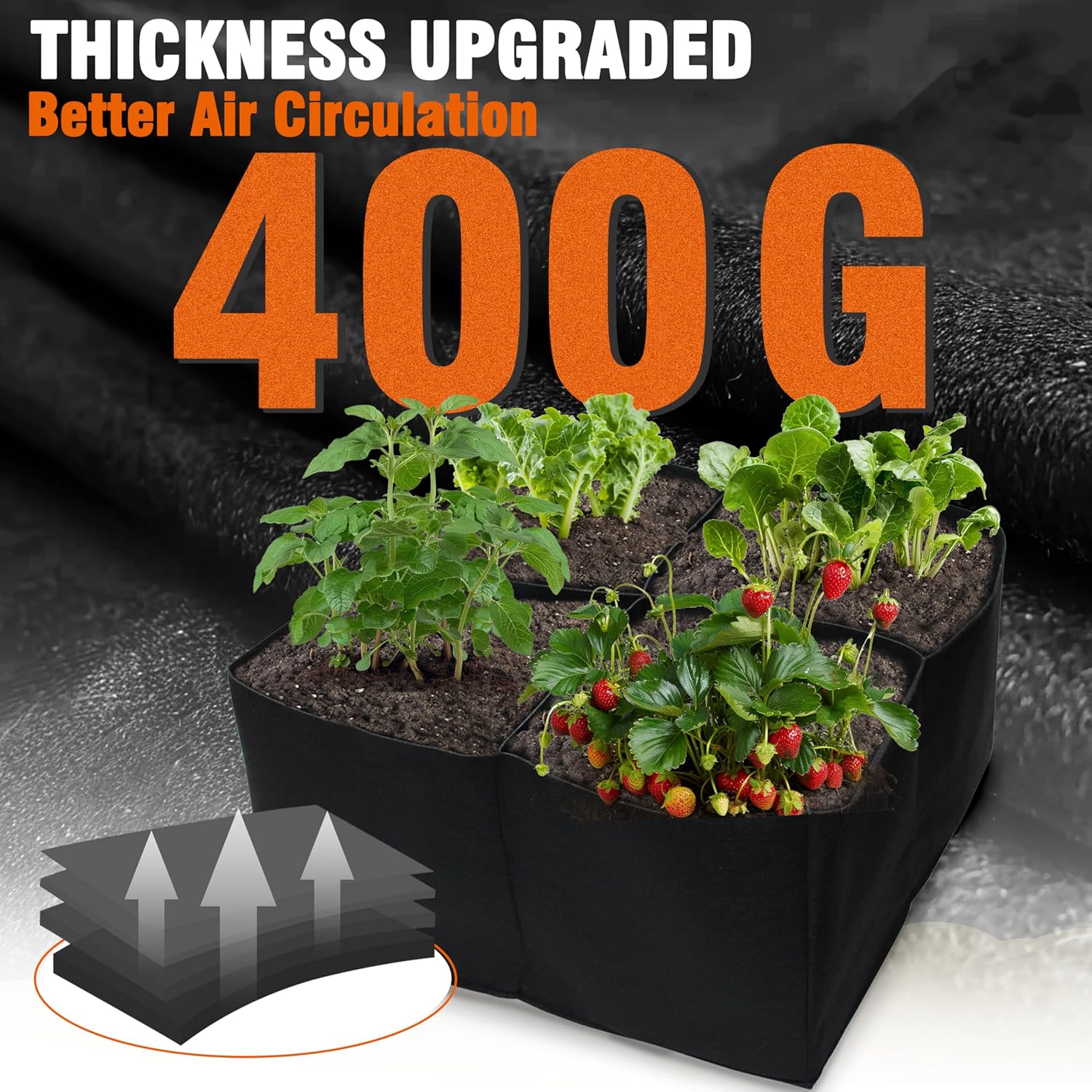 2 Pack Fabric Raised Garden Beds, 2x2x1 FT – 4 Grids Grow Bed for Square Foot Gardening, Planting Box for Vegetables, Herbs, Flowers — image 3