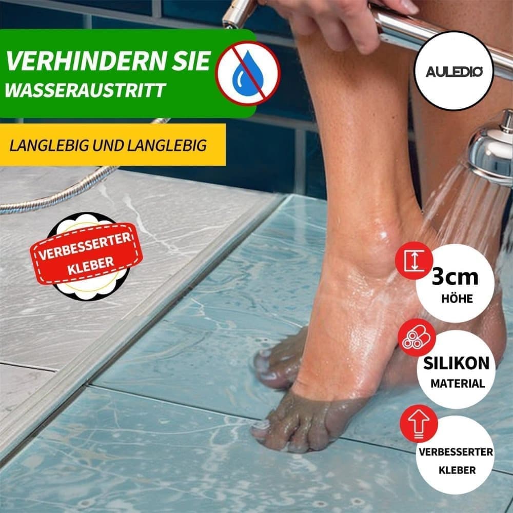1M Flexible Silicone Shower Threshold Water Barrier to Prevent Splashes, 3 cm High, White — image 5