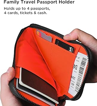 Travel Wallet - RFID Passport Holder, Self Locking Zipper Wear & Tear-Resistant Material, 3 Passport Pockets and 4 Card Slots - HUB Accessories-Blue — image 2
