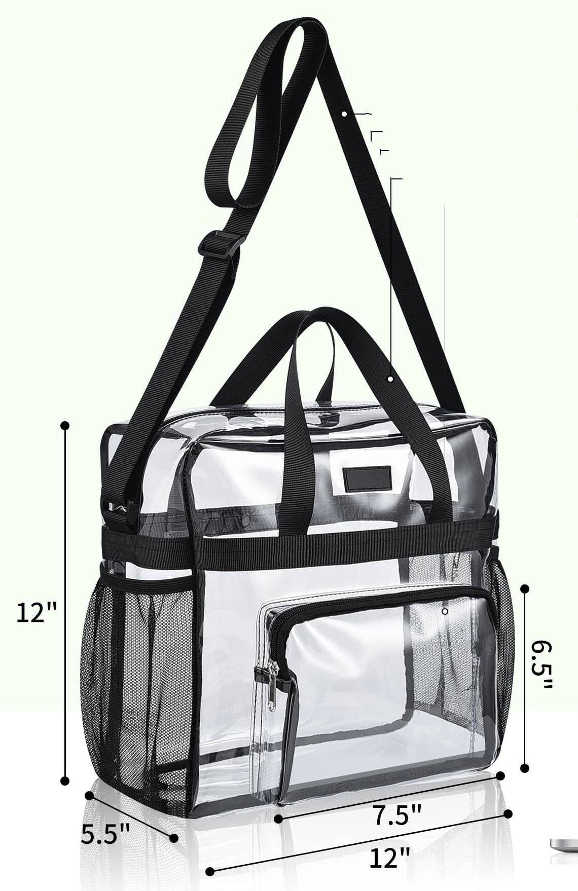 Clear bag for Stadium Events, Women's Top-Handle Bags for Concert Festival Work Large capacity transparent bag for carrying(black) — image 5