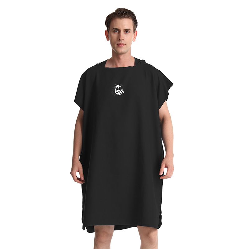 1pc Microfiber Quick-Dry Bathrobe with Storage Case, Changing Poncho for Bathroom, Surfing, Swimming, Beach, Lightweight & Compact, One Size, Portable Case.*black