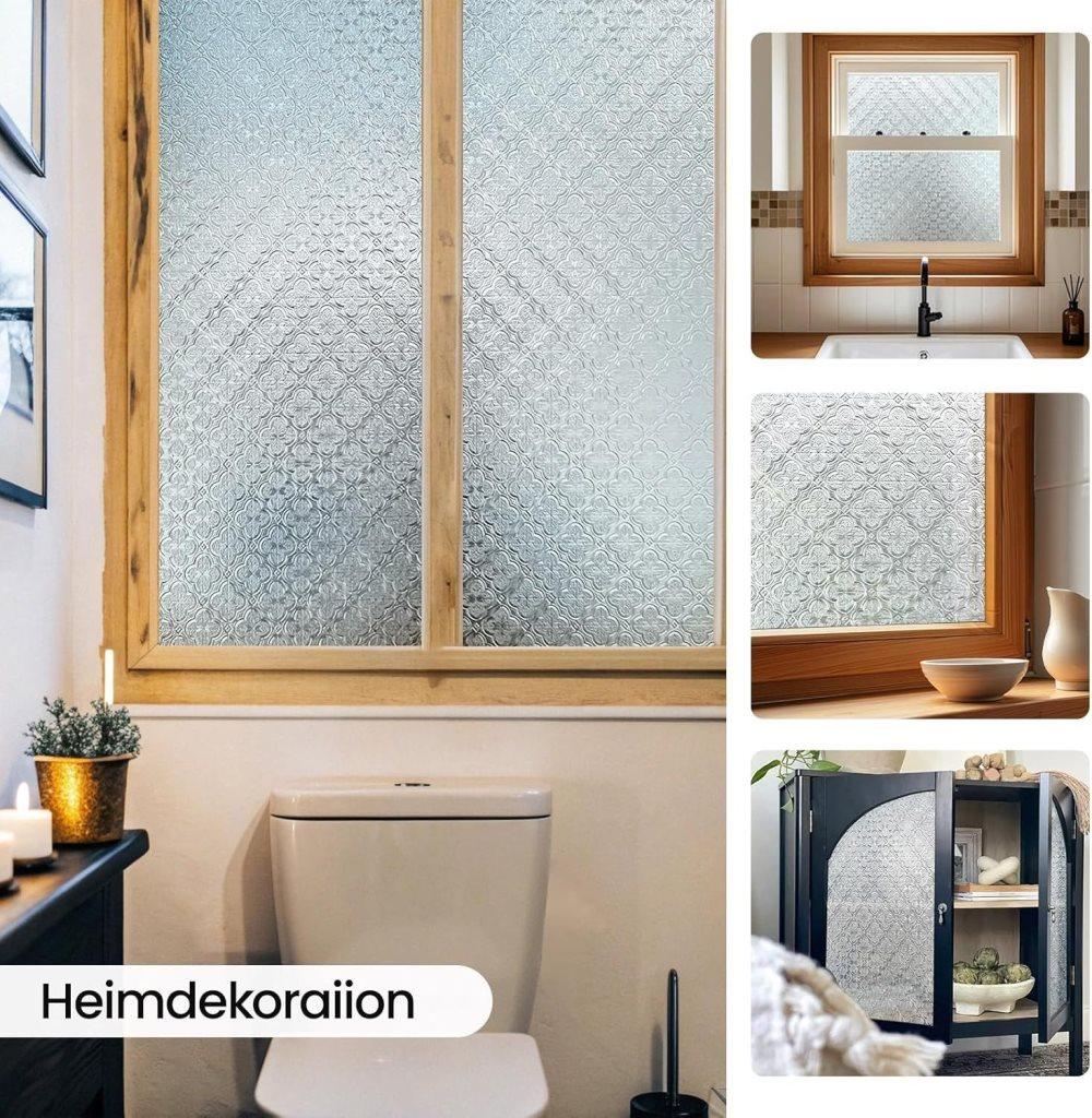 3D Window Film Self-Adhesive Privacy UV Heat Protection Decorative Reusable for Bathroom Home and Glass, 45cmx3m — image 6