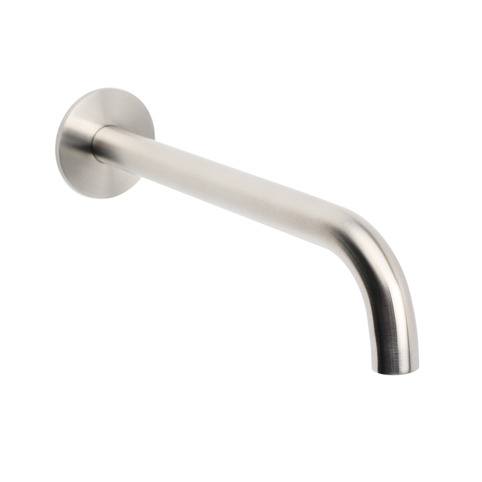 Brushed Nickel Round 250mm Long Spout Bath Tub Wall Mounted Water Filler Outlet — image 3
