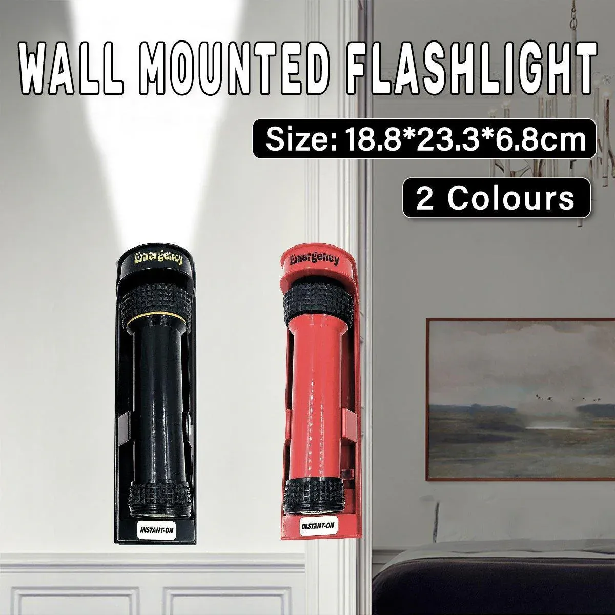 Wall Mounted LED Backup Light for Hotel Guest Room or Home Use - Red β image 2