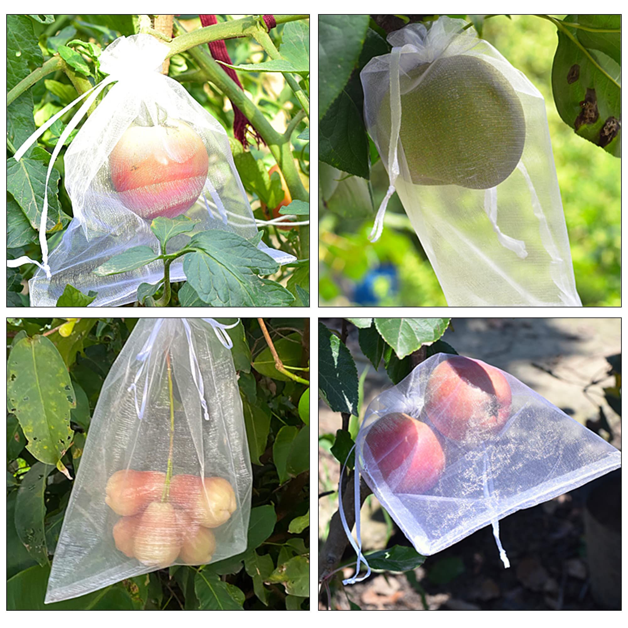 100 Pieces Fruit Netting Bags - Fruit Protection Bags with Drawstring, Garden Plant Net Barrier Bag for Tomatoes, Grapes, Mangoes โ image 4