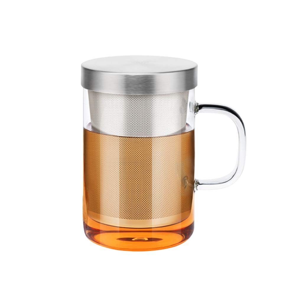 400ml Infuser Glass Tea Cup Borosilicate Glass Tea Cup with Filter and Lid Corrosion resistance comfortable grip