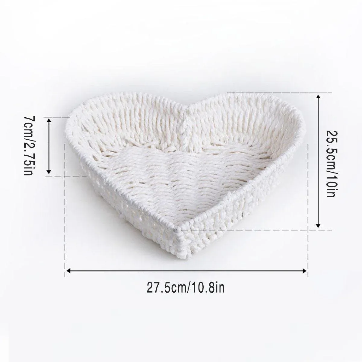 Woven Storage Basket Heart Shaped Bread Basket for Serving and Organizing Items — image 3