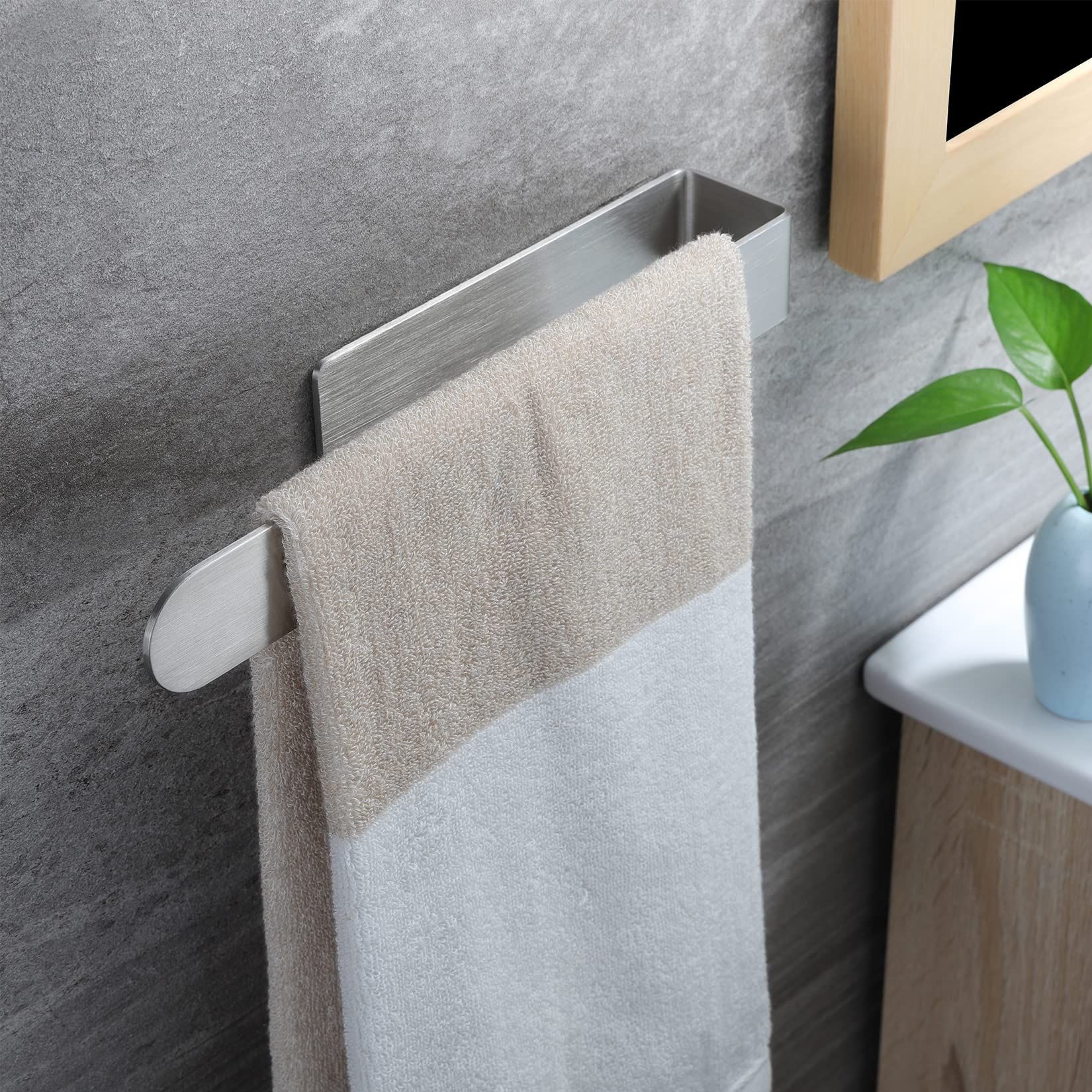 Hand Towel Holder/Hand Towel Ring - Self Adhesive Bathroom Towel Bar Stick on Wall, SUS 304 Stainless Steel Brushed — image 5