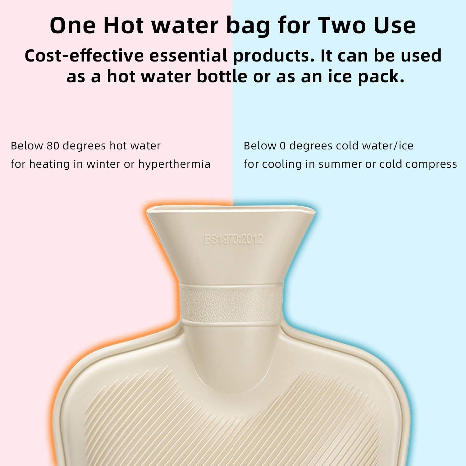 Hot Water Bottle Rubber with Soft Cover (2 Liter) Hot Water Bag for Cramps, Neck, Shoulders Pain Relief — image 3