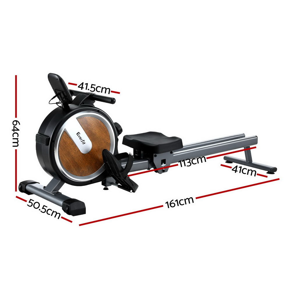 Everfit 16 Level Magnetic Rowing Machine for Home with App Connect Walnut — image 2