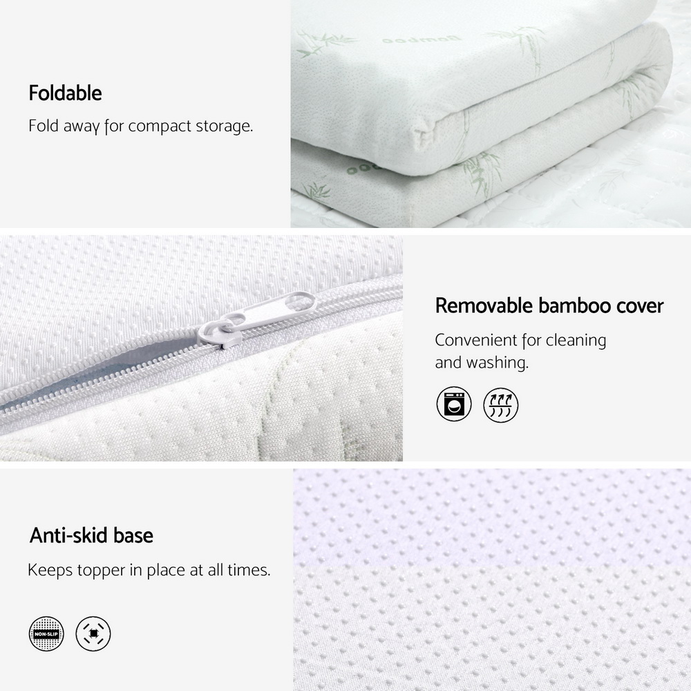 Giselle Bedding Memory Foam Mattress Topper Cool Gel Bed Mat Bamboo 10cm Single — image 5