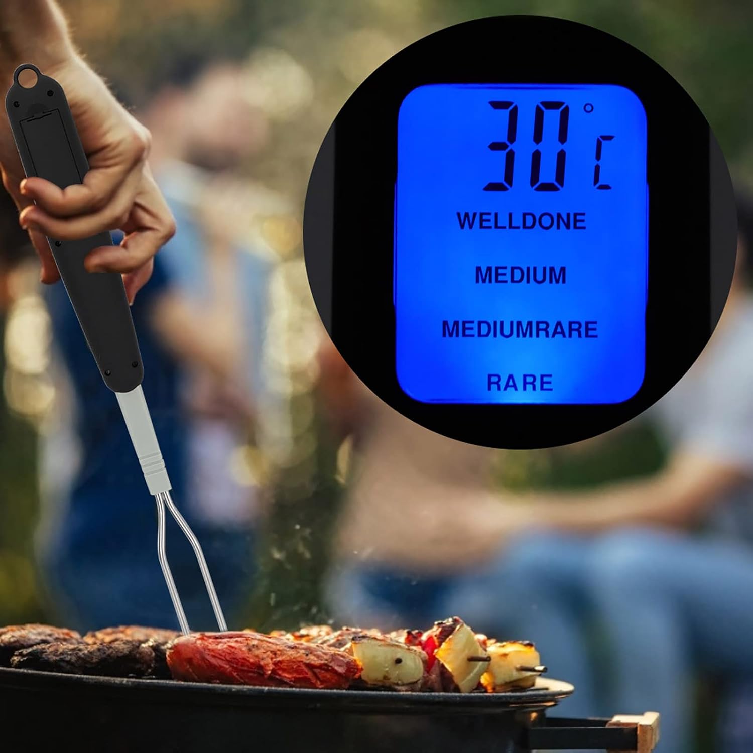 Digital Meat Thermometer Fork, Fast Read Grill Thermometer with LED Display and Stainless Steel Probes for Steak Chicken Pork Turkey Hot Grilled Food — image 3