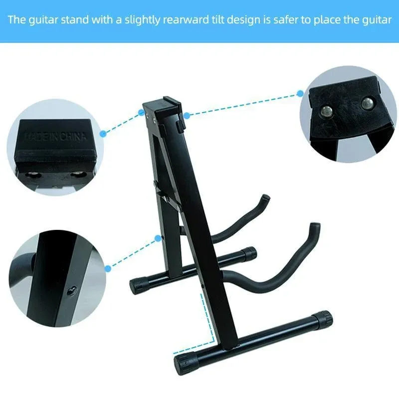 Folding Guitar Stand Floor Rack Electric Acoustic Bass Gig Holder Rack Portable — image 4