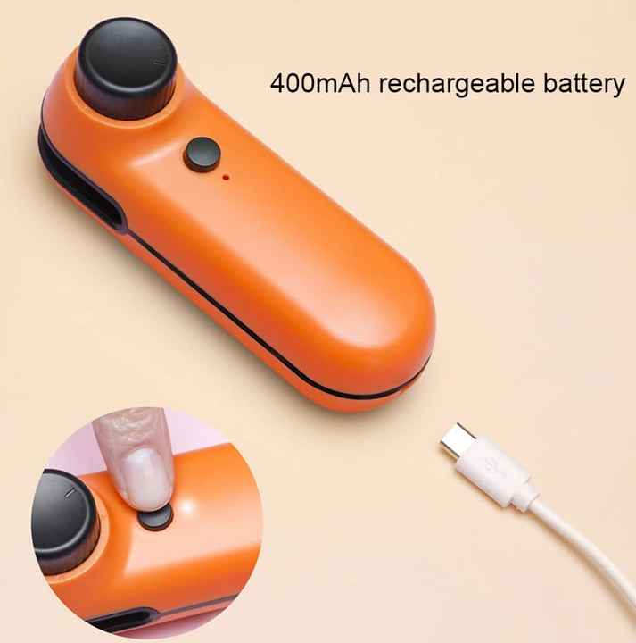 Orange Portable Mini Food Vacuum Sealer - Convenient Household Snack Bag Sealing Machine — image 2