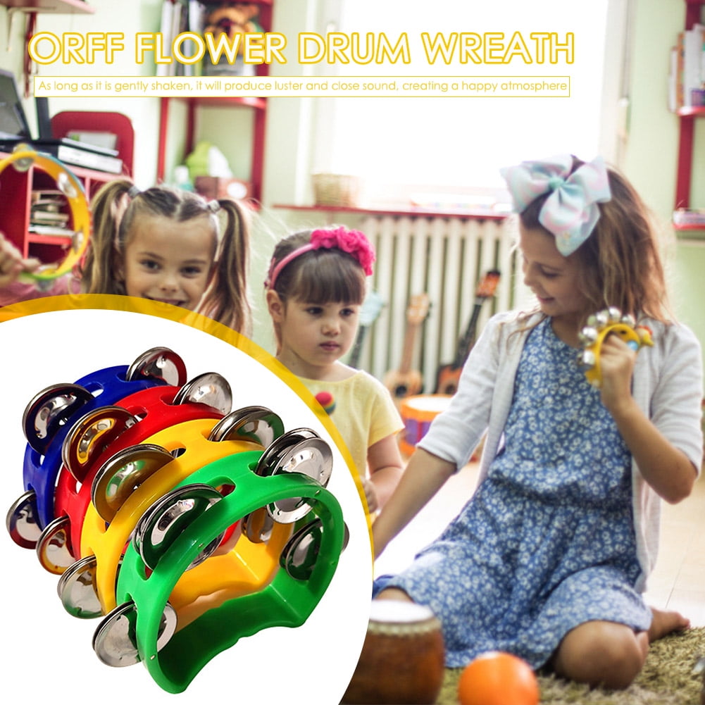 4pcs Hand Tambourine Drum Bell Metal Jingles Percussion Kids Musical Game Toys One Size Multicolor โ image 3