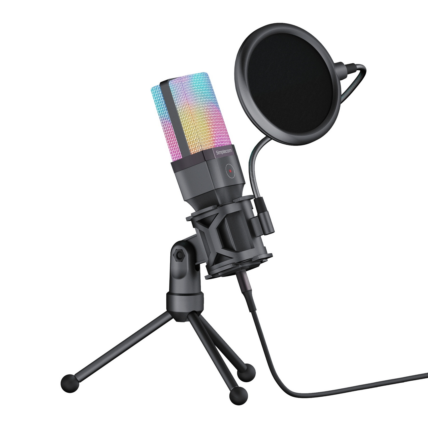 Simplecom UM650 USB Cardioid Condenser Microphone Gaming RGB Lights with Tripod & Pop Filter — image 3