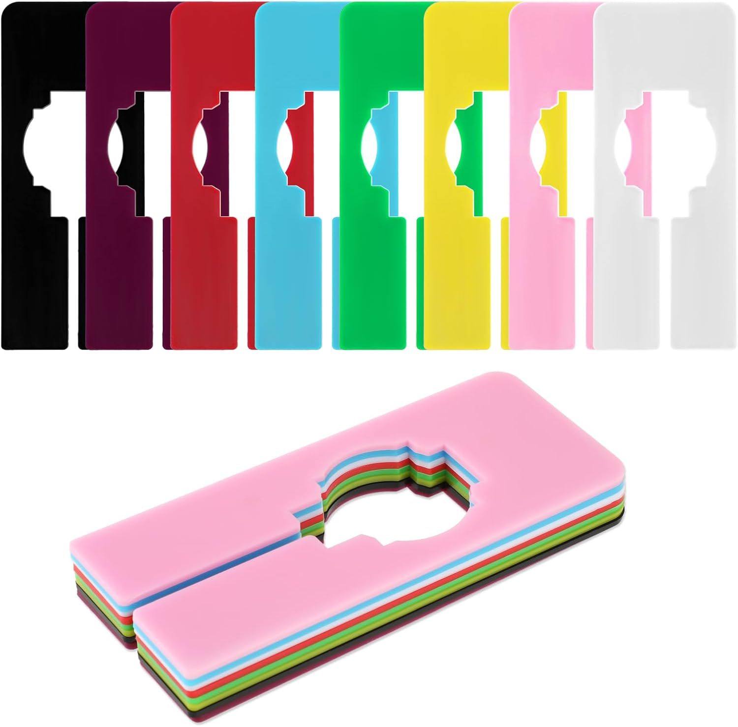 Closet Rack Dividers, 8 Colors Closet Dividers for Hanging, Clothing Plastic Rack Size Dividers Rectangular Reusable Closet Separators Closet Labels dividers