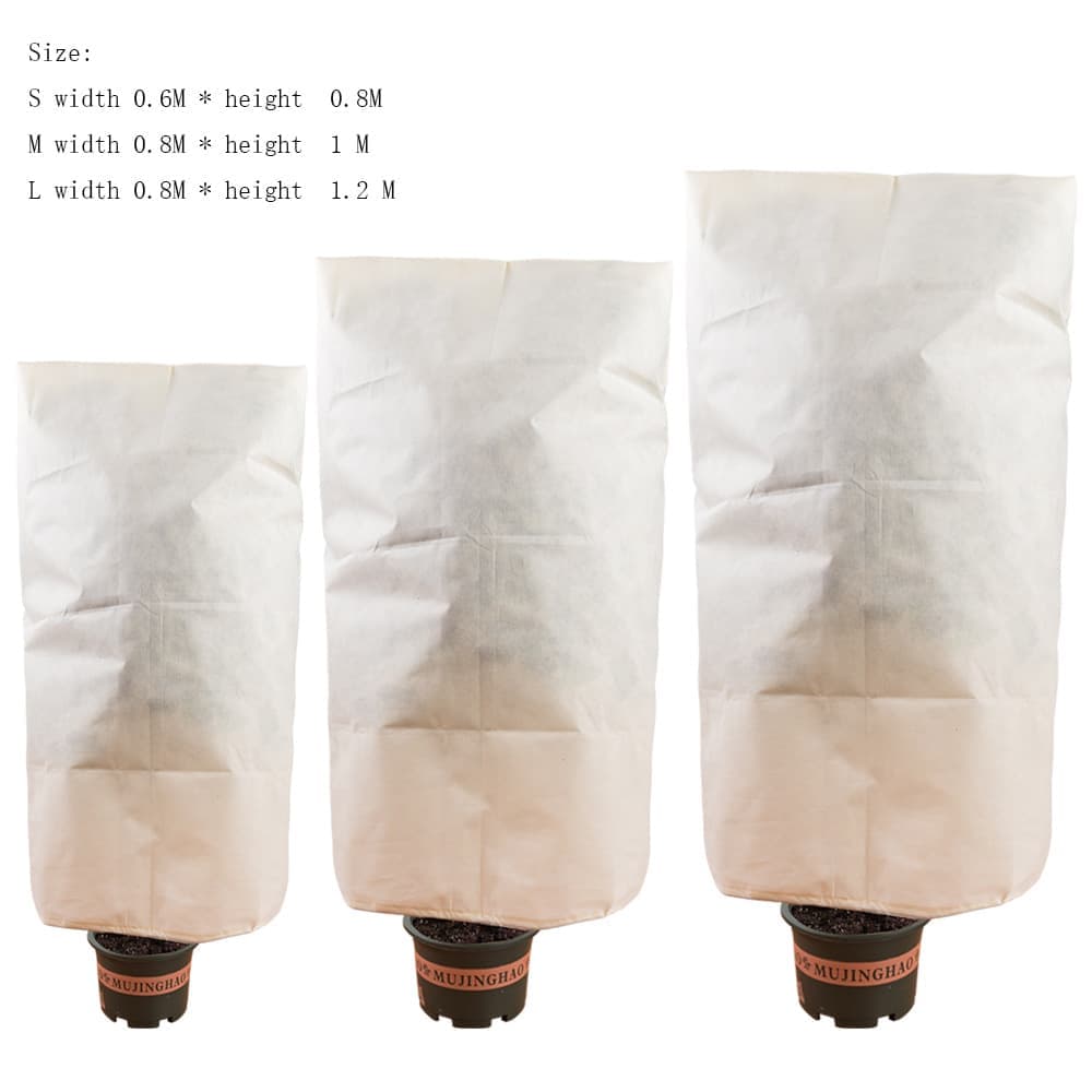 3-Pack Winter Plant Protection Frost Cover with Drawstring, Reusable Durable for Outdoor Plants Fruit Trees Potted Plants, 80x120cm, Beige — image 2