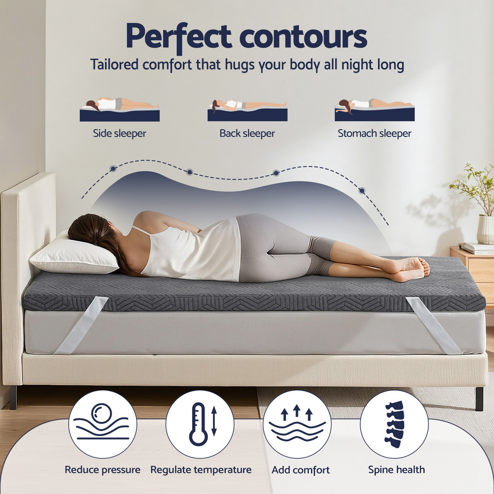 Giselle 8cm Memory Foam Mattress Topper Gel Dual Layer Foam Bamboo Single โ image 4