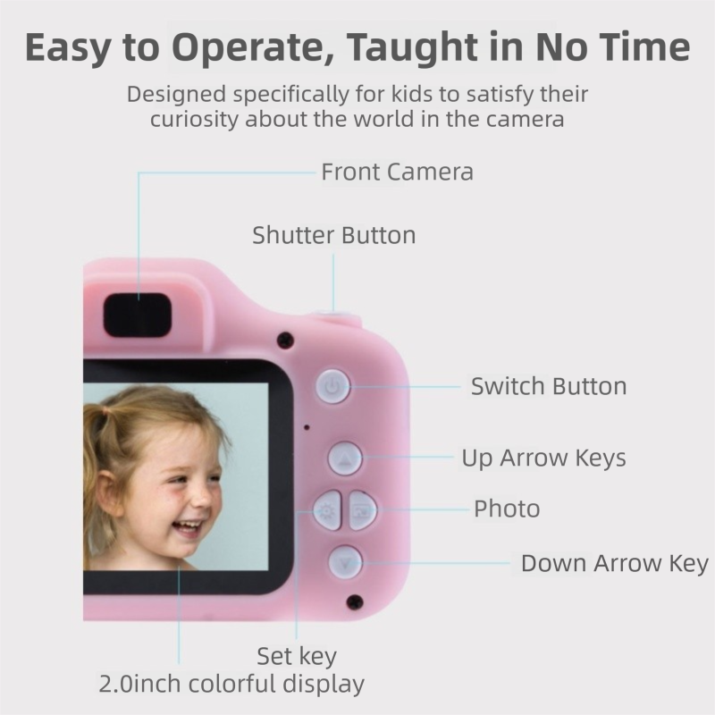 X2 Pink Single Lens Kids Carrot Bunny Digital Camera - Multi-Functions With 20MP Interpolation, Photo & Multiple Filters, 1080P Video and Game โ image 6