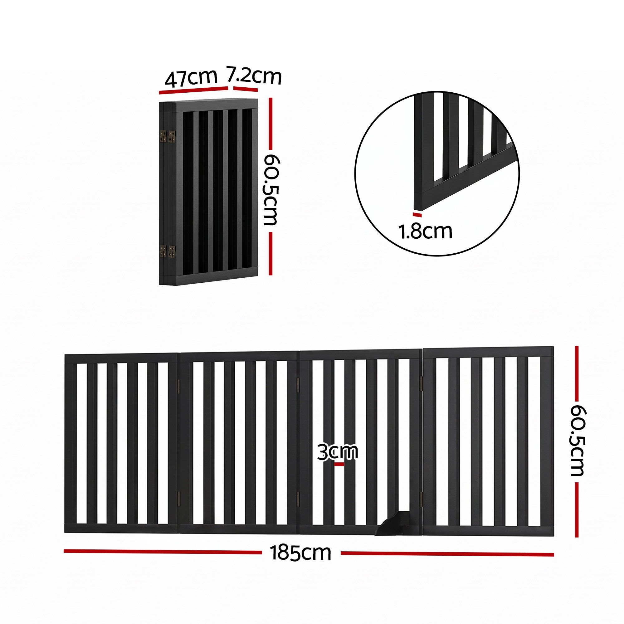 i.Pet Dog Gate Playpen Enclosure 4 Panels Pet Door Fence Wooden Play Pen Stair — image 2