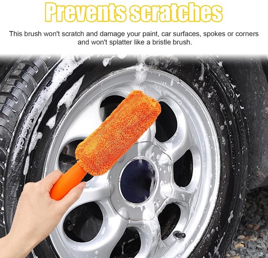 Brushes - Set of 2 soft microfiber metal-free car rim and wheel brushes - Scratch-free tire brushes - for cleaning wheels - Universal accessory for washing car — image 3