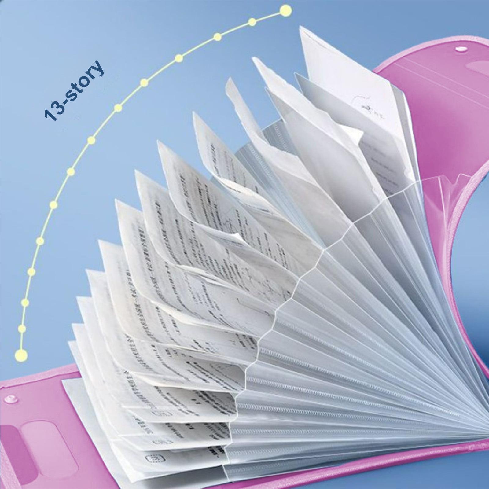 13 Pocket Expanding File Organiser, Portable Vertical A4 Document Folder with Carry Handle and Labels for School, Pink — image 4