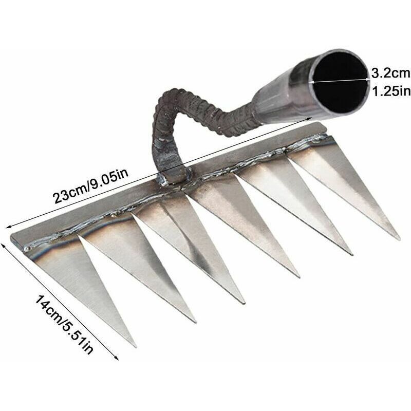 Weeding Rake, 6, Heavy Leaf Rake Lawn Rake Stubble Rake Duty Broom Rake Tine Garden Rake Carbon Steel Rake for Weeding and Loosening Seeds — image 3