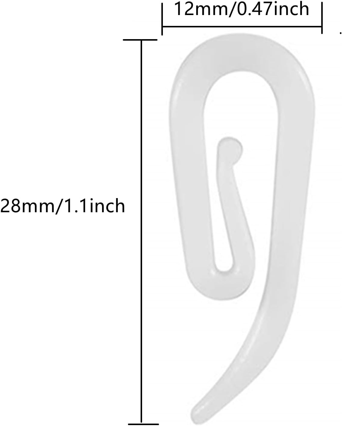 White plastic hooks for windows and door curtains - curtain hooks - suitable for windows, doors and shower curtains - 50 pieces โ image 2