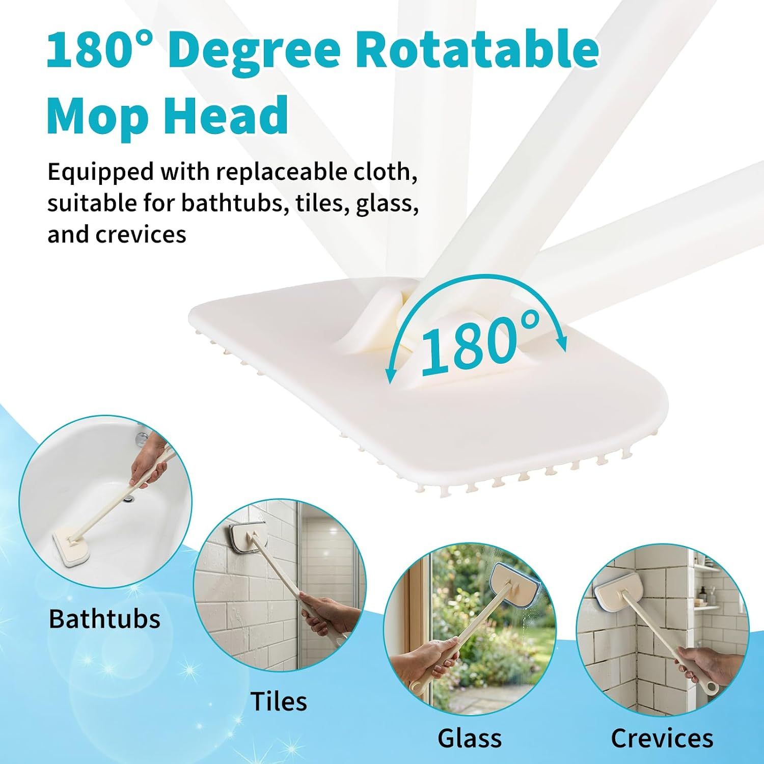 Bathroom Cleaning Brush 4 in 1 with Long Handle 180 Degree Rotating โ image 6
