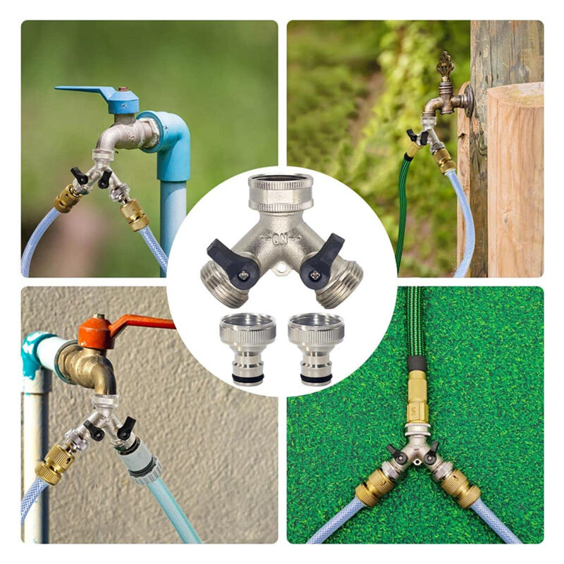 2-way Brass Hose Splitter with Quick Connect for 3/4/" โ image 4