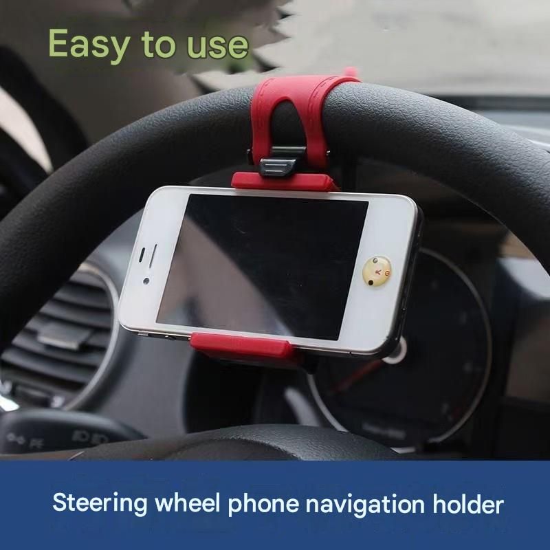 Steering Wheel Phone Mount Red(Pack of 1)- ABS Plastic Car Phone Holder with Silicone Grip, Universal 4-6 Inch Smartphone Clip for Navigation, Hands-Free — image 2