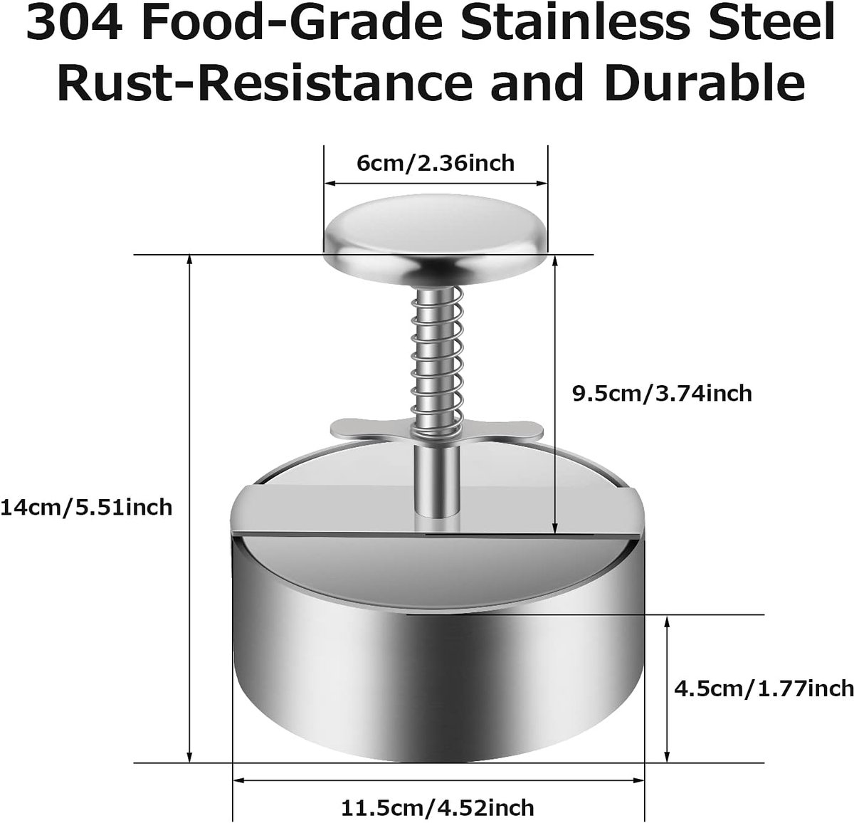 Hamburger Press - Burger Makers - with Scale Markings - 11.5*11.5*14 cm - Burger Press - Adjustable - Stainless Steel Hamburger Patty Maker - Non-Stick Burger — image 5