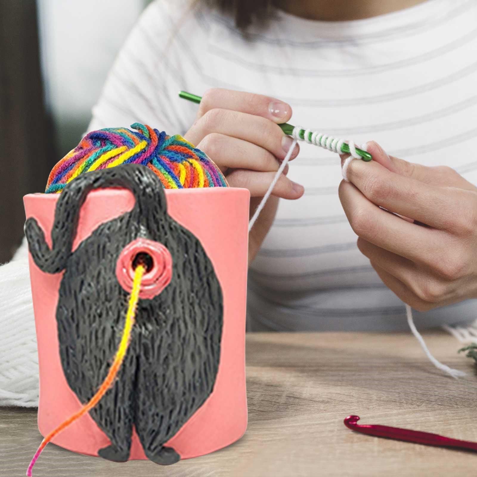 Cute Cat Butt Yarn Holder Resin Garden Figurine Ornament Crafts For Home Bedroom Dormitory Decoration Supplies Yarn Storage — image 4