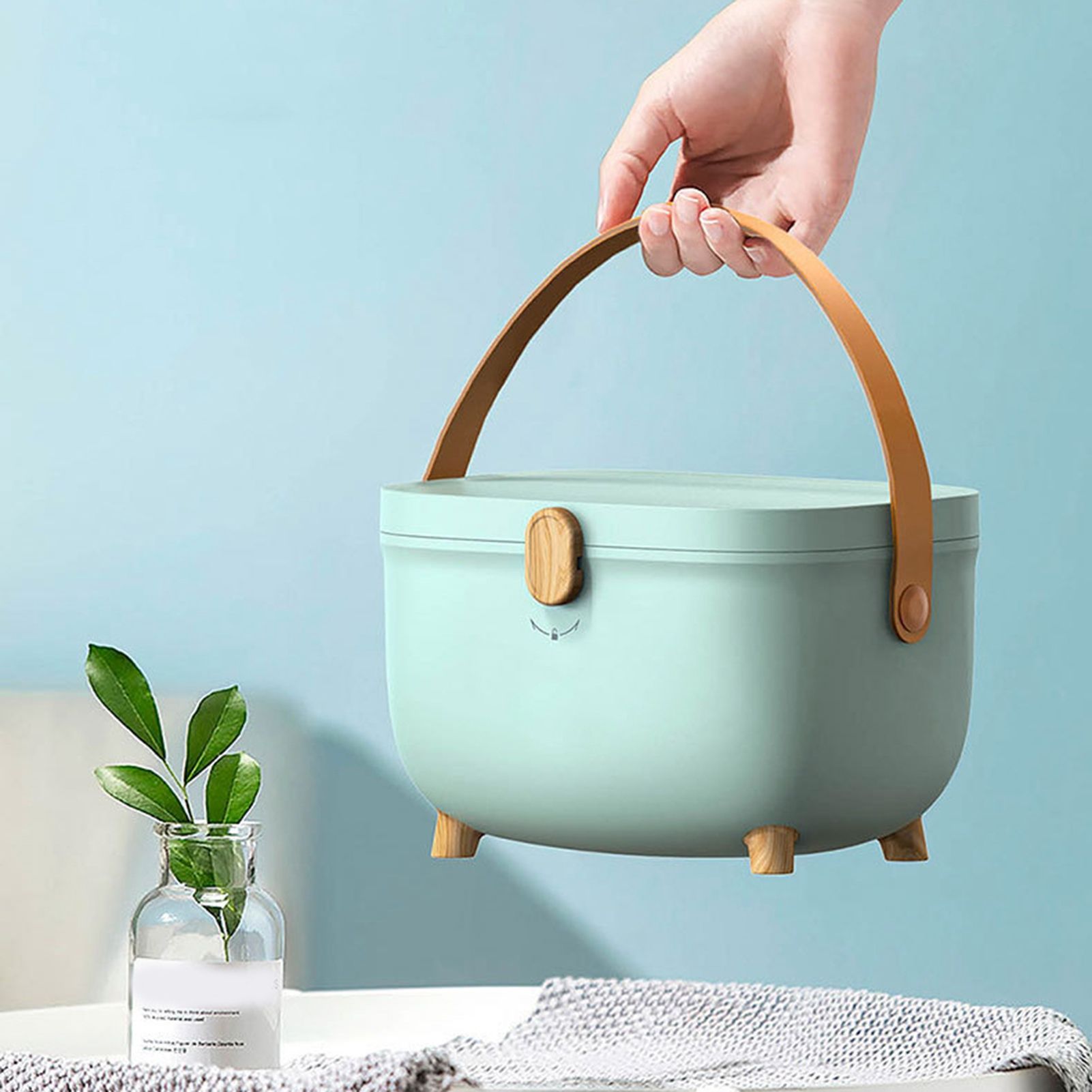 Plastic Medicine Storage Box Oval Double Layers Multi Grid Large Capacity Medical Box Organizer for Home Dorm Green — image 6
