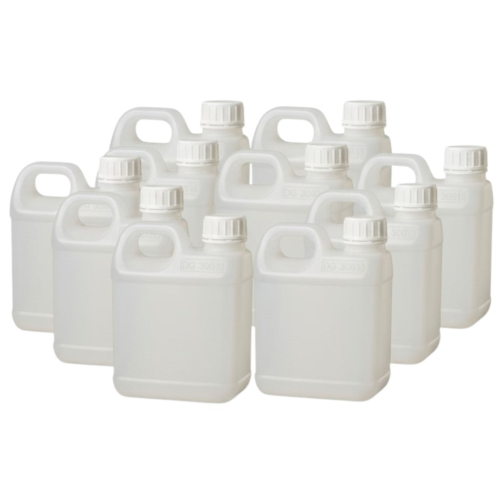 Kitchee 10 × 1L Natural HDPE Jerry Can Bottle Empty 38mm TE Cap