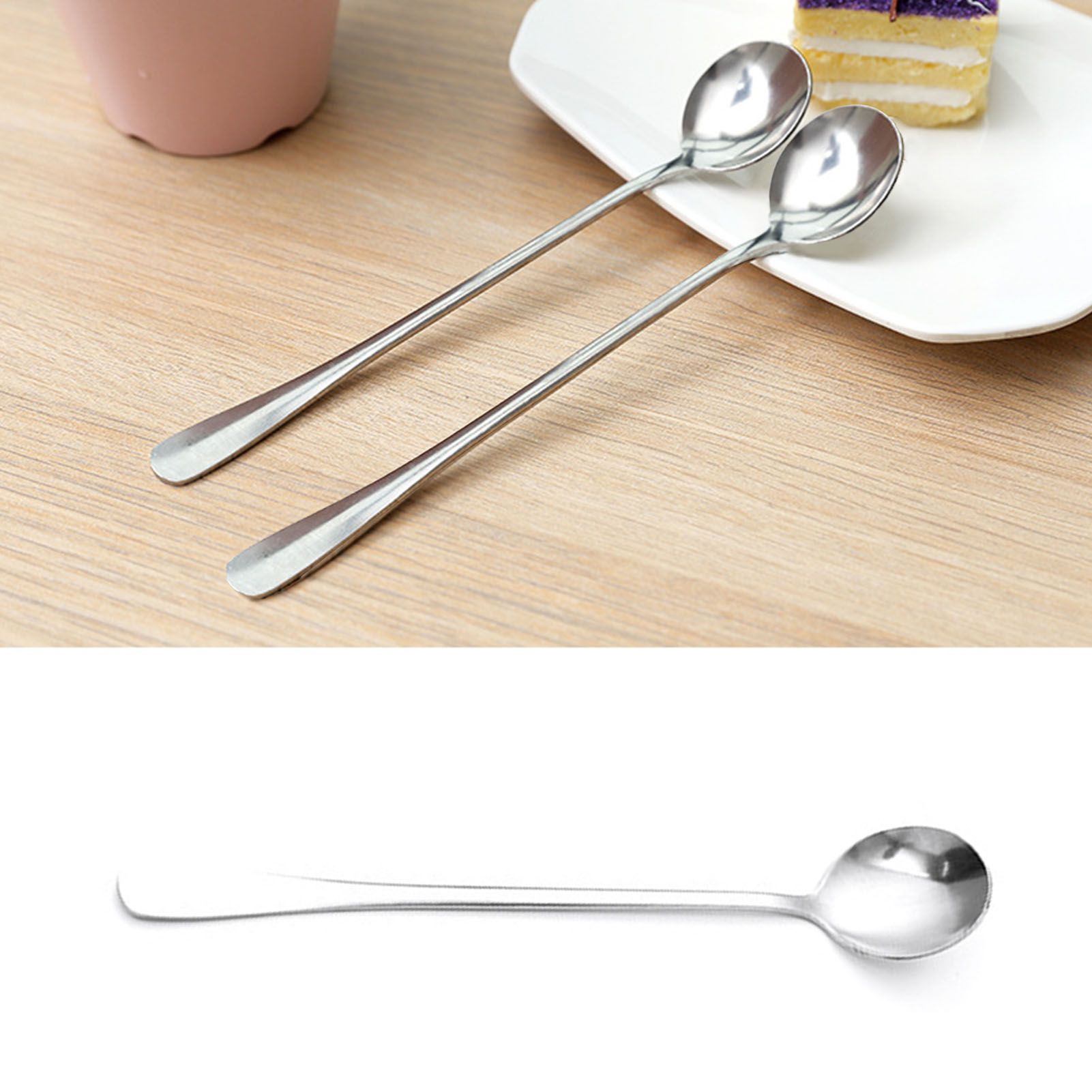 Long Handle Spoons Stainless Steel Elegant Multi Functional Stirring Spoons for Coffee Tea Dessert 3pcs Round Head โ image 6