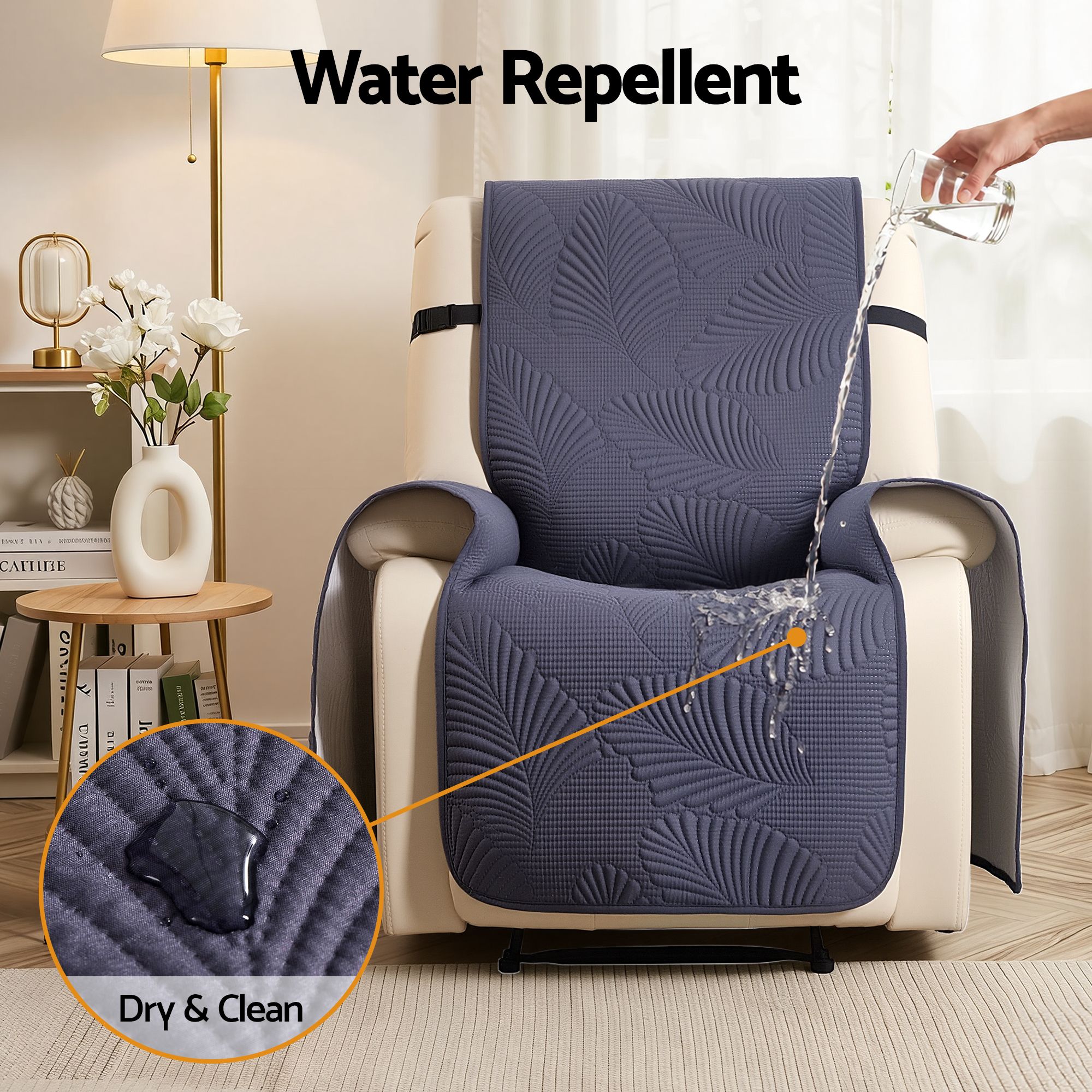 Artiss Quilted Recliner Chair Covers Water Repellent Recliner Slipcovers Grey โ image 5