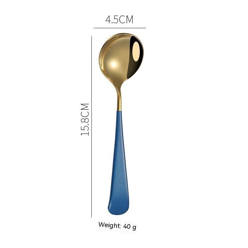 Metal Soup Spoons,Stainless Steel Spoons for Soup Round Colorful Dinner Spoons Thick Short handle Table Spoon Set of 4 — image 3