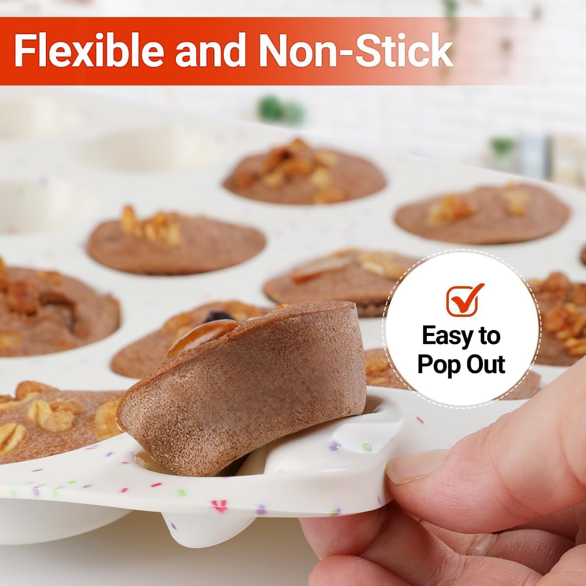Silicone Mini Muffin Pan, 24 Cups Nonstick Cupcake Pan for Baking Muffin, Cupcake, Egg Bites, Fat Bomb, 1 Pack Confetti - 1pc: 24-Cup β image 2