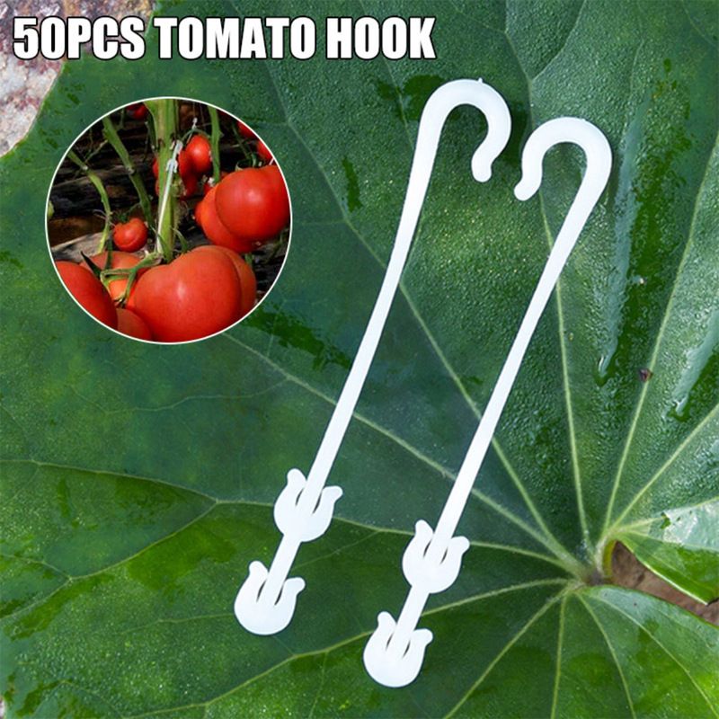 50Pcs Plant Climbing Hooks, Tomato Support Clips, Tomato Vegetable Support J-Hook Clips Vegetable Truss Hooks to Prevent — image 2