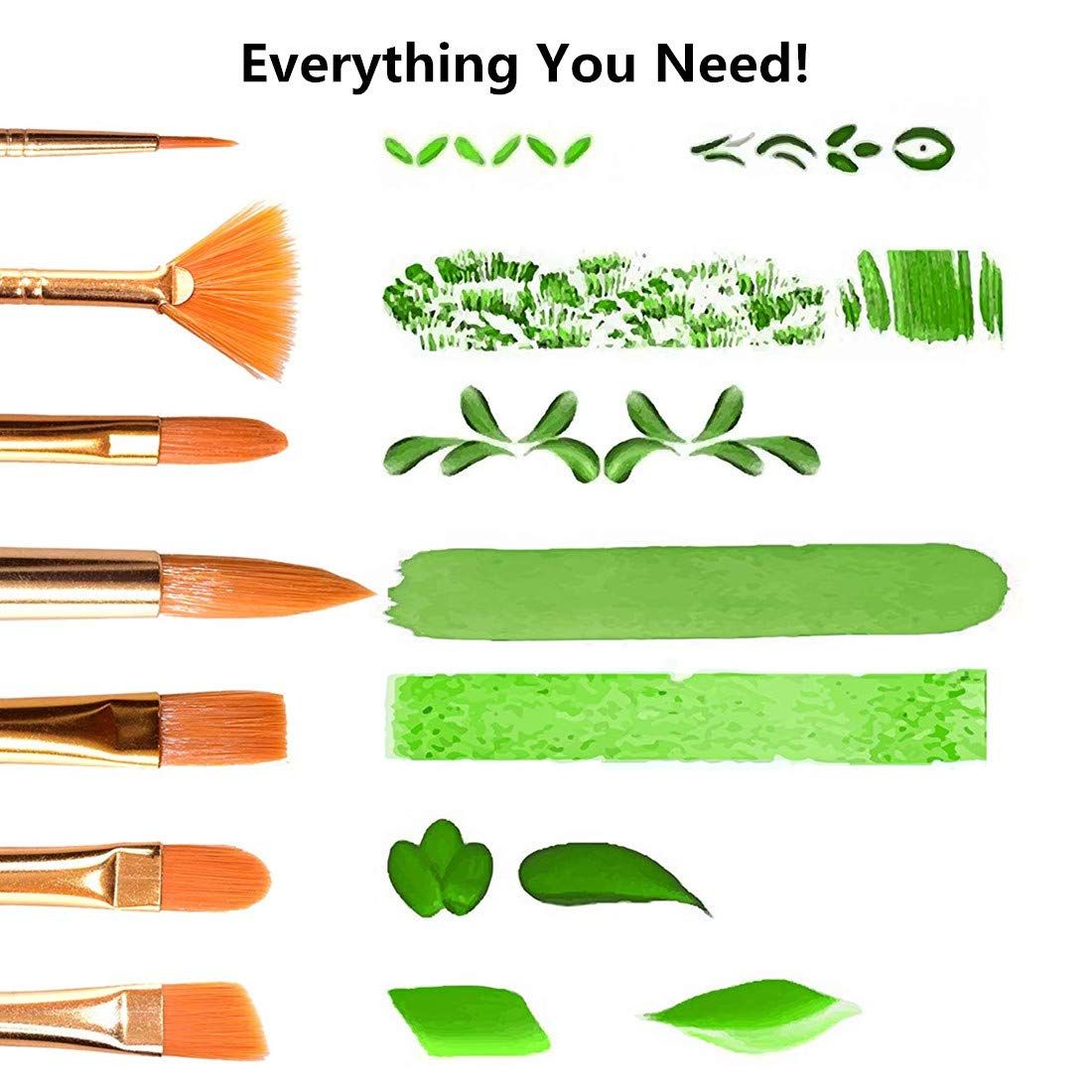 18Pack Oil Paint Brushes Sets Professional - 15 Sizes Brush 1 Standing Organizer 1 Mixing Knife 1 Watercolor Sponge Gray