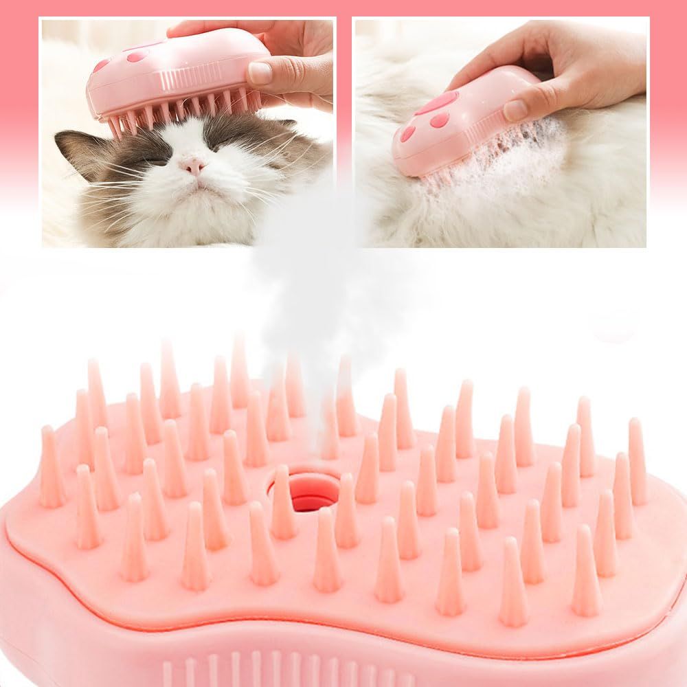 Rechargeable Steam Pet Brush,3 in 1 Electric Spray Cat Hair Brushes for Massage Pet Grooming Comb Hair Removal Combs (1PCS) — image 3